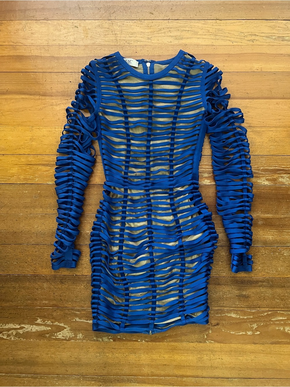 House of CB Electric Blue Long Sleeve Cutout Bandage Dress